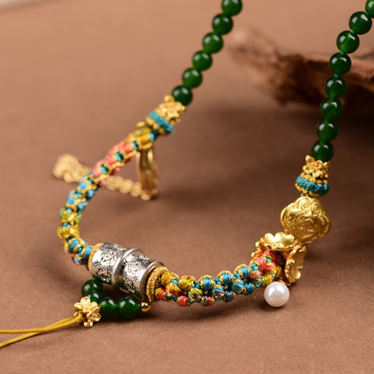 Tibetan Style Pendant Cord - Hand-Woven Peach Blossom Knot Necklace