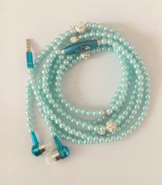 Pearl necklace earphones with wheat wire control universal earplugs trend new headset factory direct bass bass in-ear