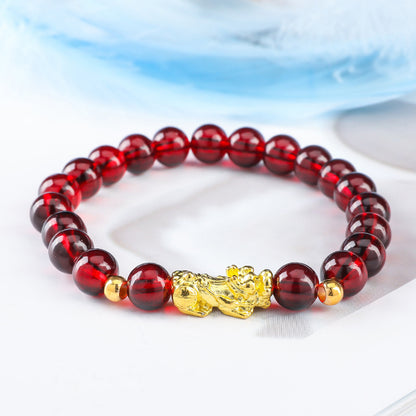 Pixiu Glass Bead Bracelet - Colorful Lucky Charm Feng Shui Jewelry