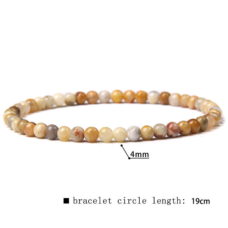Elastic Beaded 4mm Natural Stone Beads Bracelet