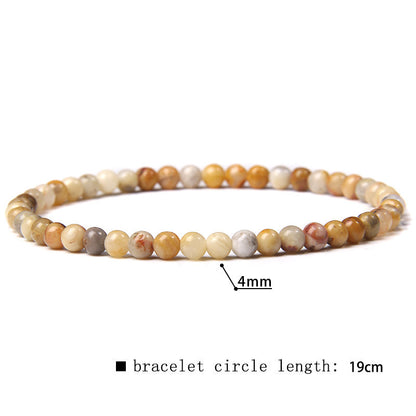 Elastic Beaded 4mm Natural Stone Beads Bracelet
