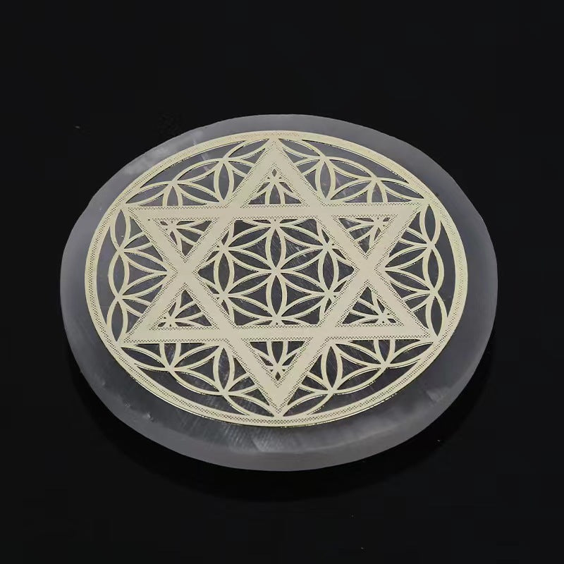 Handmade Plaster Coaster - Carved Gypsum Drink Coaster 6cm