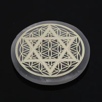 Handmade Plaster Coaster - Carved Gypsum Drink Coaster 6cm