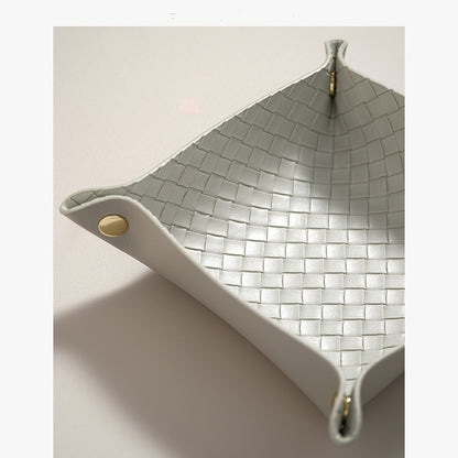 Woven Leather Catchall Tray - Nordic Style Jewelry & Key Organizer