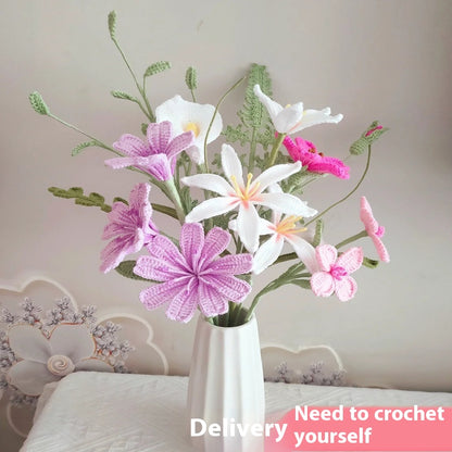 Hand-Woven DIY Wool Bouquet Kit - Crochet Flower Craft Material Package