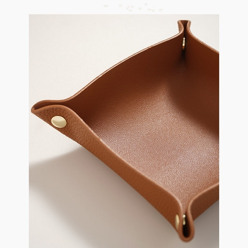Woven Leather Catchall Tray - Nordic Style Jewelry & Key Organizer