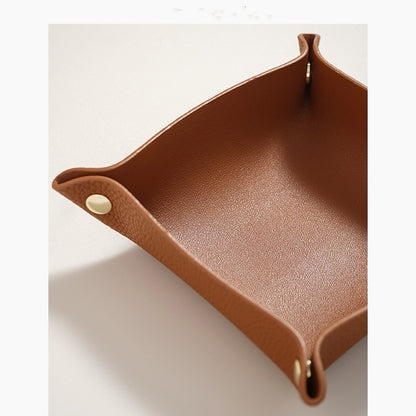 Woven Leather Catchall Tray - Nordic Style Jewelry & Key Organizer