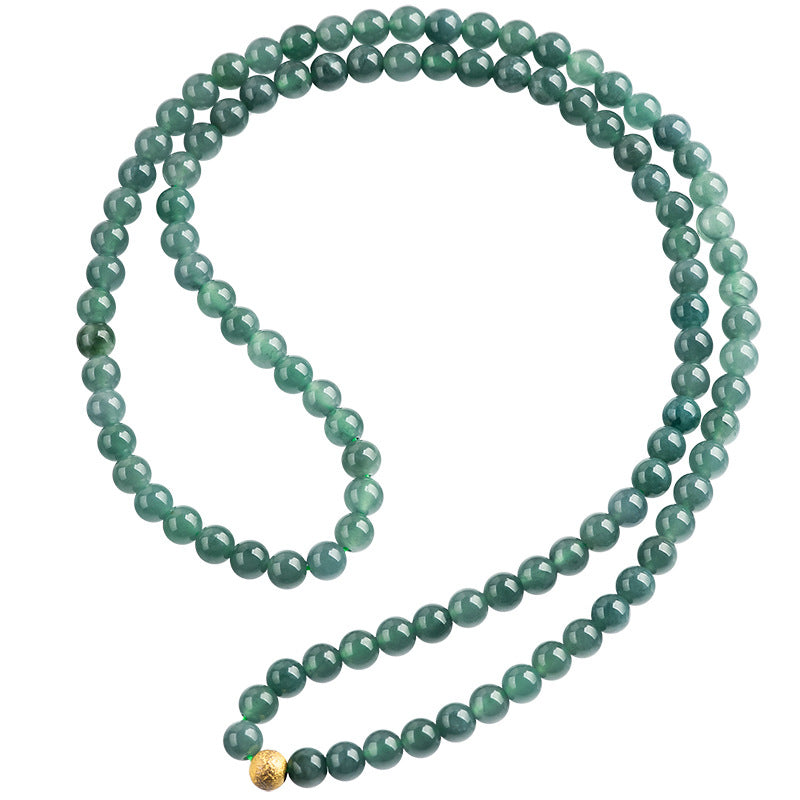 Natural Jadeite Jade 6mm Blue Water Jade Bead Necklace