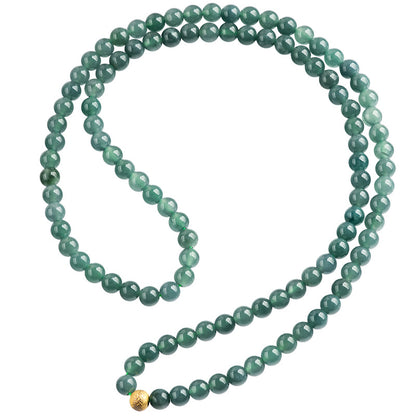 Natural Jadeite Jade 6mm Blue Water Jade Bead Necklace