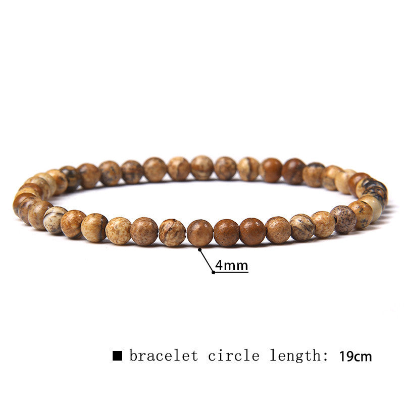 Elastic Beaded 4mm Natural Stone Beads Bracelet