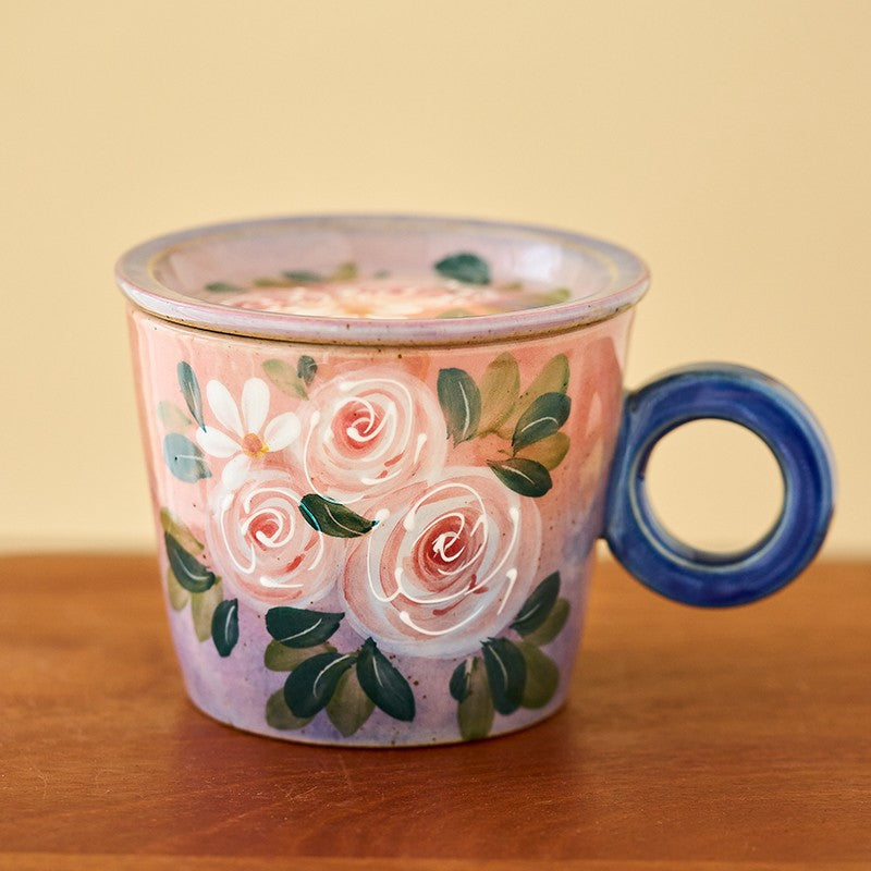 Hand-painted Rose Chinese Underglaze Porcelain Vase