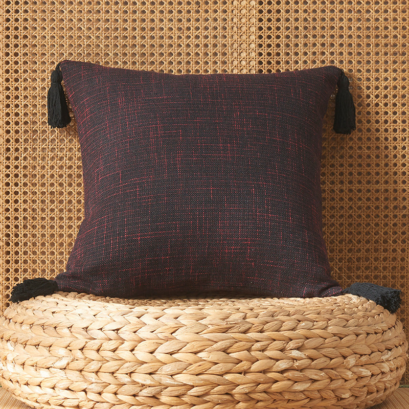 Cotton Linen Fringe Pillow Cover - Japanese Minimalist Cushion 45x45cm