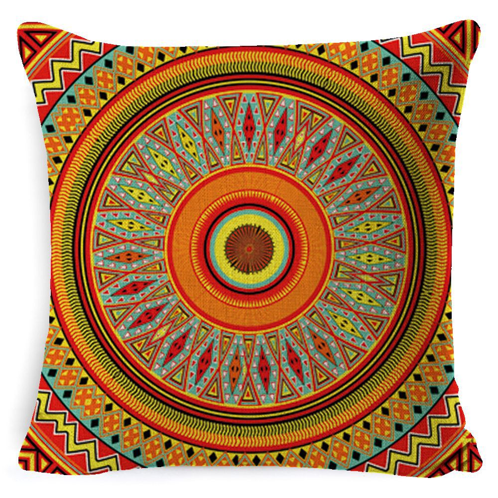Bohemian Mandala Pillow Cover - Decorative Linen Cushion Cover 45x45cm