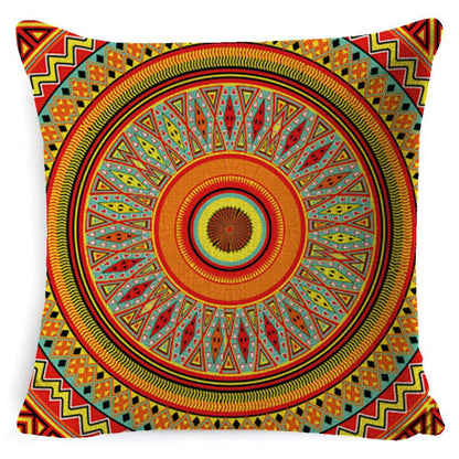 Bohemian Mandala Pillow Cover - Decorative Linen Cushion Cover 45x45cm