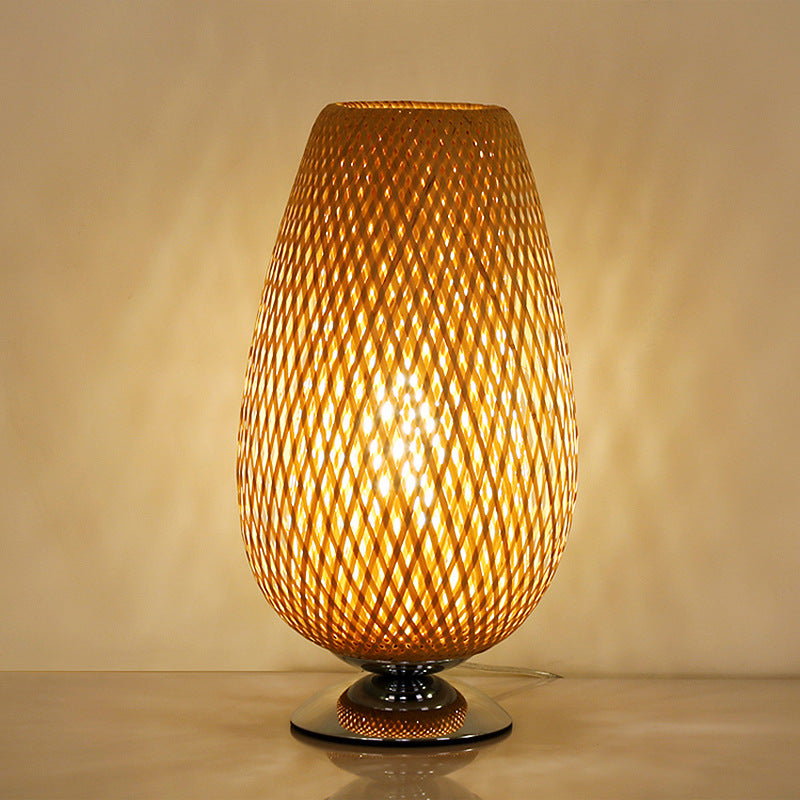 Bamboo Woven Table Lamp - Minimalist Asian Style Desk Light
