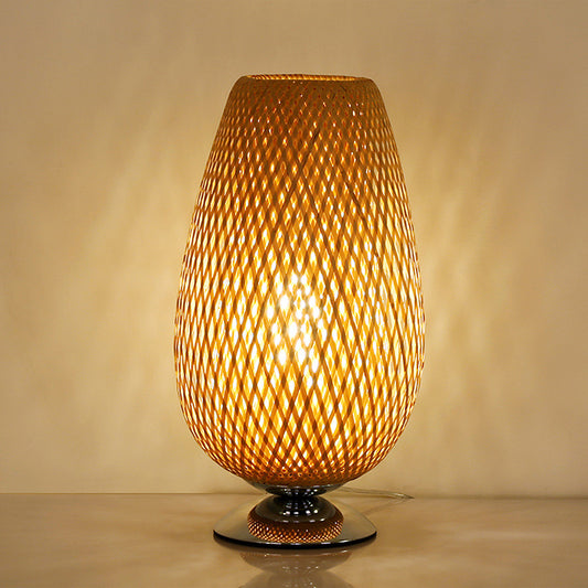 Bamboo Woven Table Lamp - Minimalist Asian Style Desk Light