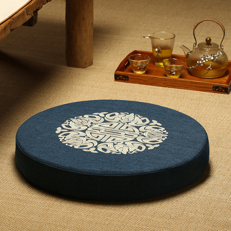 Round Cotton Linen Floor Cushion - Meditation Seat for Yoga & Window Seats