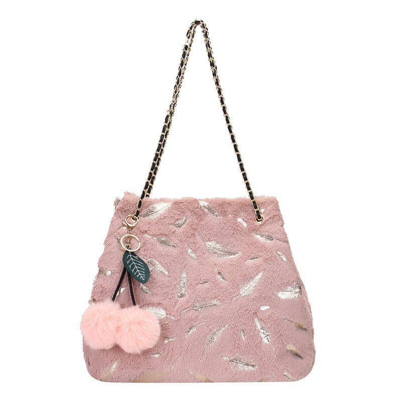 Plush Chain Shoulder Messenger Bag - Soft Crossbody Bag for Women