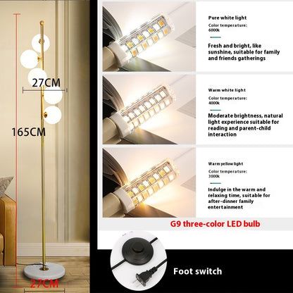 American Style Iron Floor Lamp - Multi-Head LED Tri-Color Standing Light