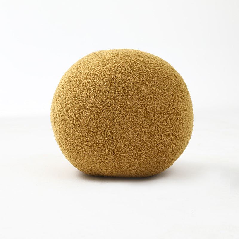 Round Velvet Soft Ball Sofa Pillow On Bay Window Bed