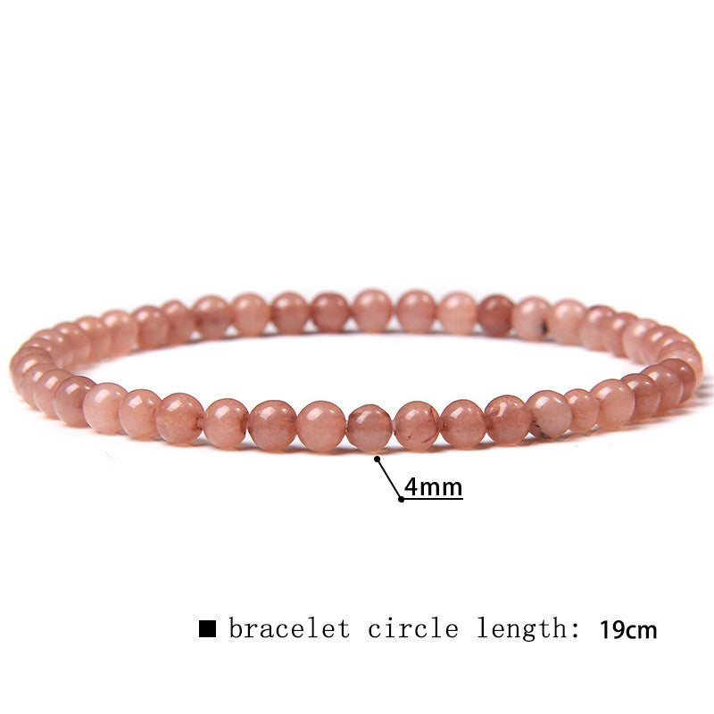 Elastic Beaded 4mm Natural Stone Beads Bracelet
