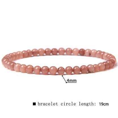 Elastic Beaded 4mm Natural Stone Beads Bracelet
