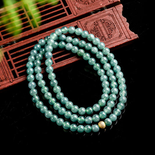Natural Jadeite Jade 6mm Blue Water Jade Bead Necklace