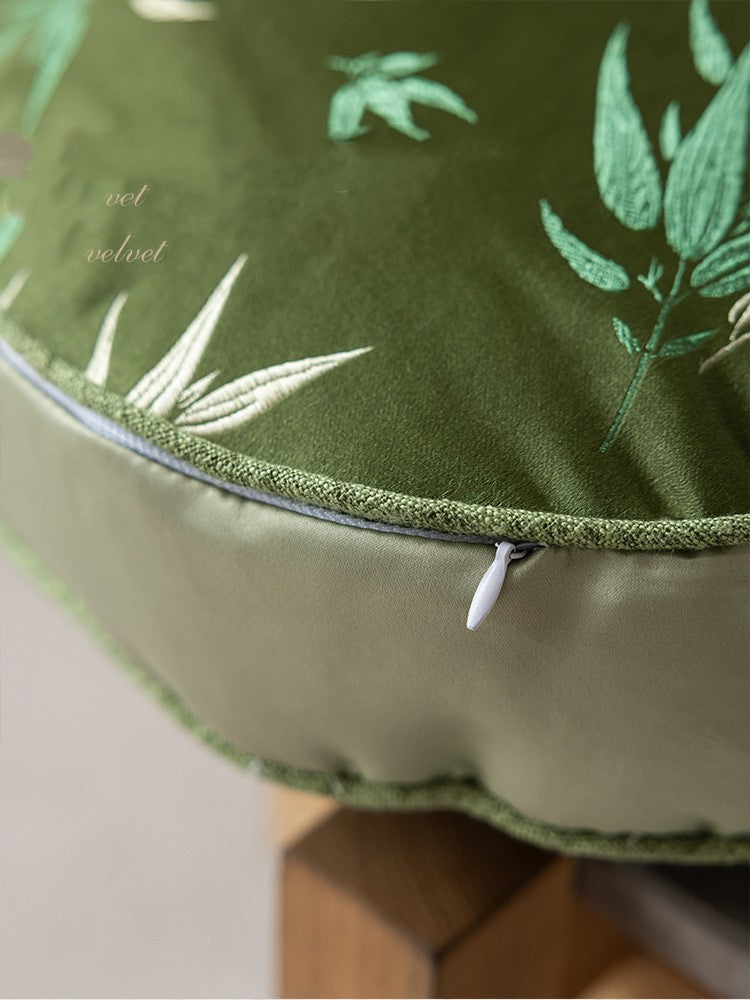 Chinese Style Gourd Pillow - Bamboo Leaf Pattern Decorative Cushion