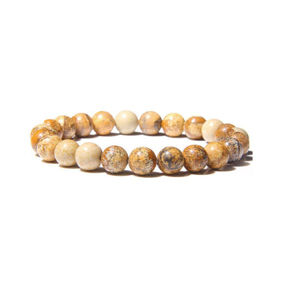 8mm Natural Gemstone Bracelet - Tiger Eye Stone & White Turquoise
