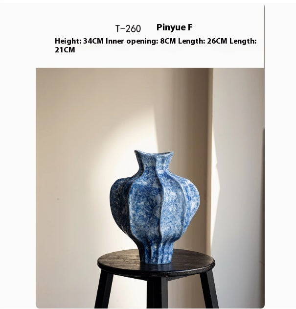 Hammered Ceramic Vase - Ming-Qing Style Chinese Porcelain Statement Piece