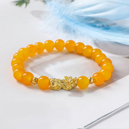 Pixiu Glass Bead Bracelet - Colorful Lucky Charm Feng Shui Jewelry