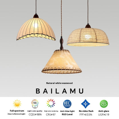 Fabric Shade Chandelier - Retro Iron Pendant Light for Dining & Bedroom