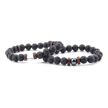 Volcanic Rock Wooden Beads Bracelet Stone Bracelet