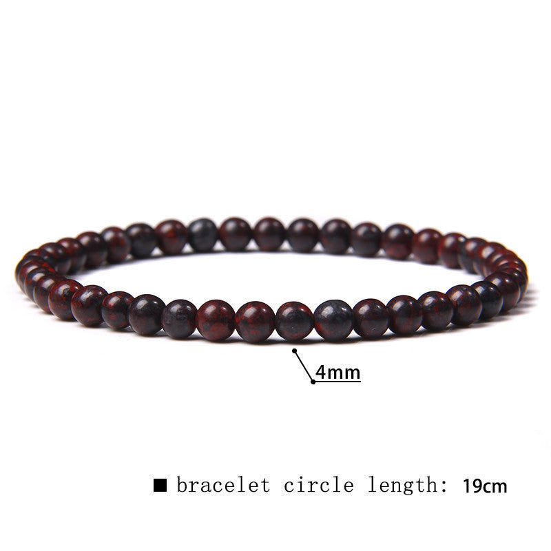 Elastic Beaded 4mm Natural Stone Beads Bracelet