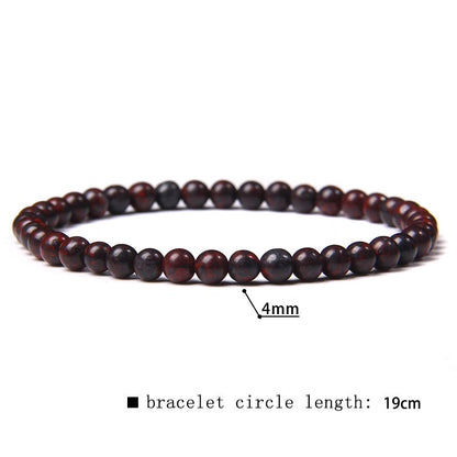 Elastic Beaded 4mm Natural Stone Beads Bracelet