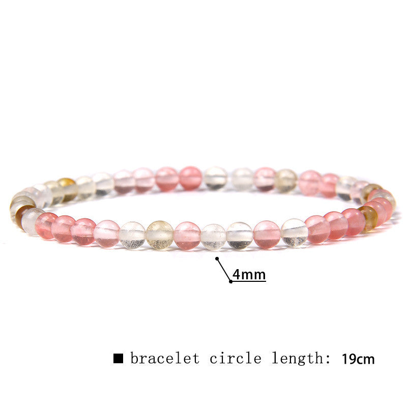 Elastic Beaded 4mm Natural Stone Beads Bracelet