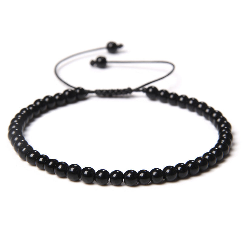 Elastic Beaded 4mm Natural Stone Beads Bracelet