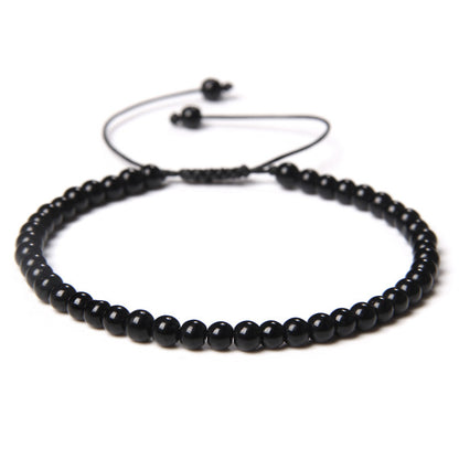 Elastic Beaded 4mm Natural Stone Beads Bracelet