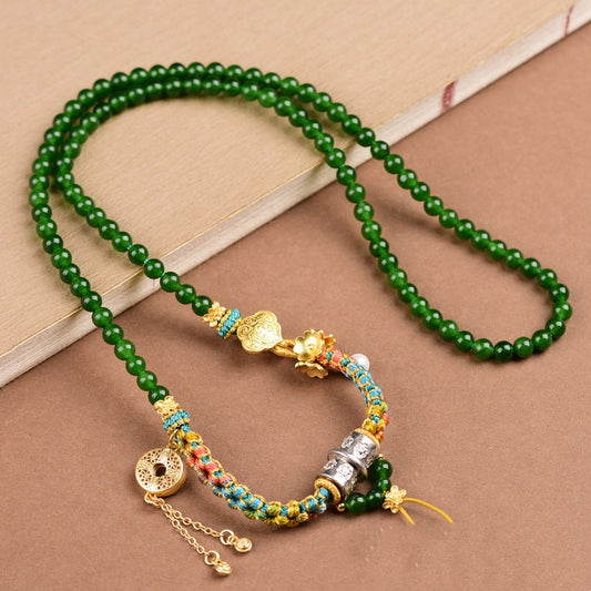Tibetan Style Pendant Cord - Hand-Woven Peach Blossom Knot Necklace
