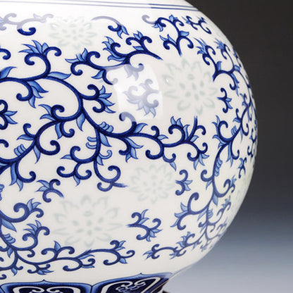 Blue and White Porcelain Vase - Chinese Ceramic Flower Vase for Home Decor