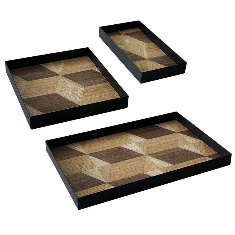 Wood Grain Woven Catchall Tray - Nordic Style Entryway Organizer