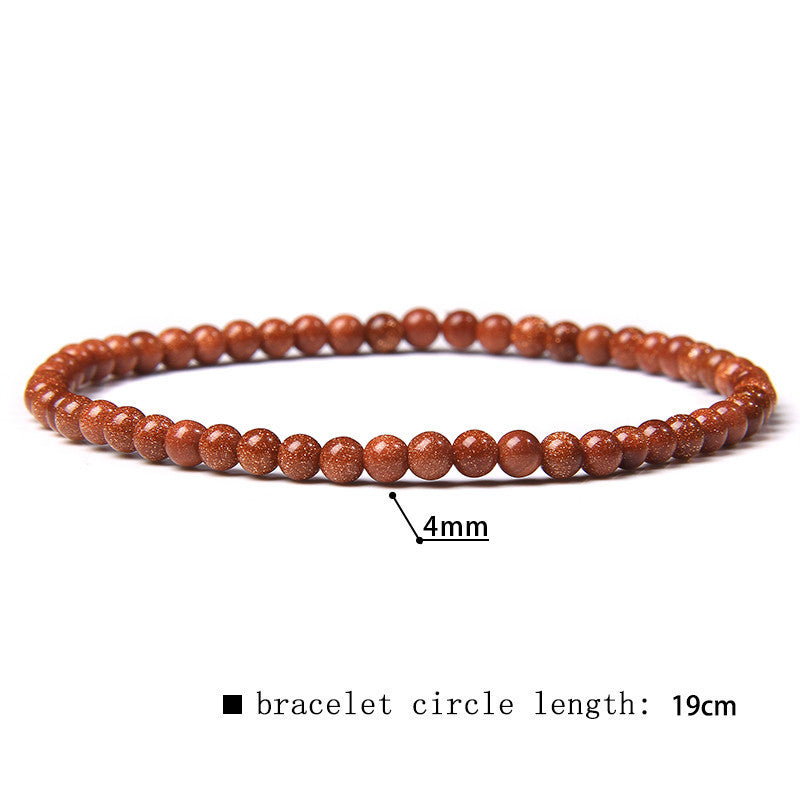 Elastic Beaded 4mm Natural Stone Beads Bracelet
