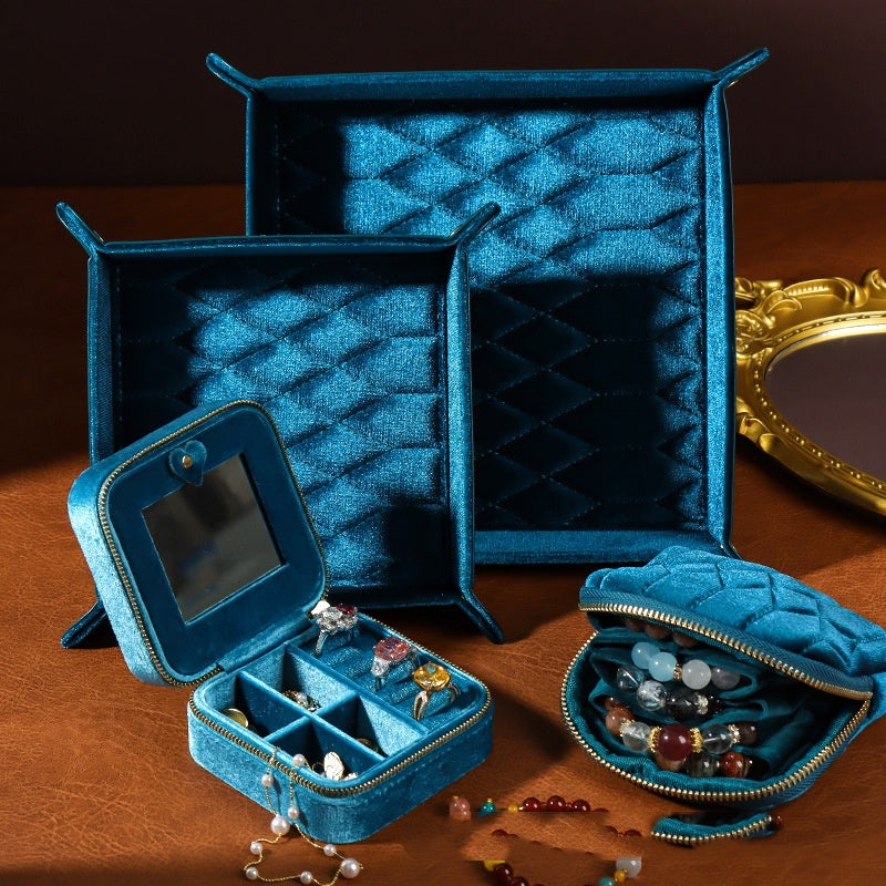Velvet Jewelry Display Tray - Elegant Entryway Organizer for Keys & Accessories