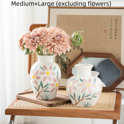 Hand-Painted Sunflower Ceramic Vase - Simple Table Vase for Home Decor