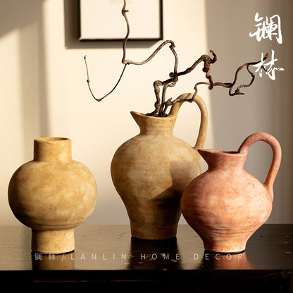 Elegant Jingdezhen Ceramic Vase with Japanese-inspired Wabi-Sabi Finish for Modern Interiors