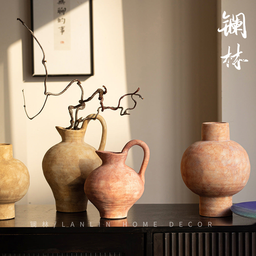 Elegant Jingdezhen Ceramic Vase with Japanese-inspired Wabi-Sabi Finish for Modern Interiors
