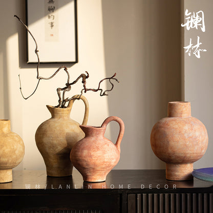 Elegant Jingdezhen Ceramic Vase with Japanese-inspired Wabi-Sabi Finish for Modern Interiors