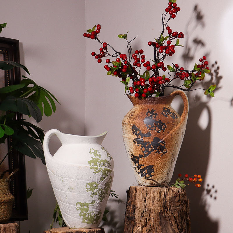 Water-Filled Vase for Fresh and Dried Florals in Modern Ceramic Style