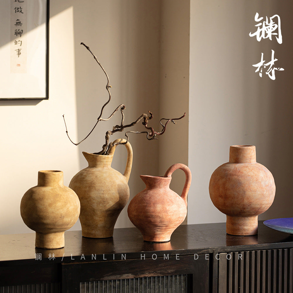 Elegant Jingdezhen Ceramic Vase with Japanese-inspired Wabi-Sabi Finish for Modern Interiors