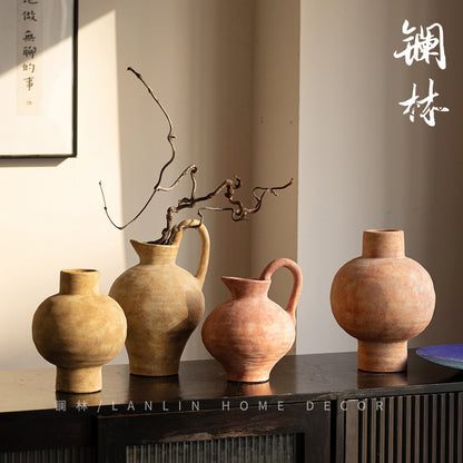 Elegant Jingdezhen Ceramic Vase with Japanese-inspired Wabi-Sabi Finish for Modern Interiors